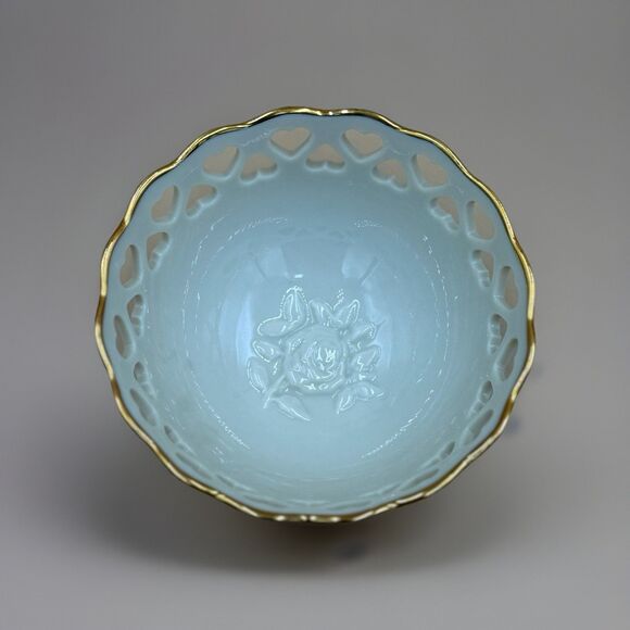 Vintage Lenox Heart Collection Bowl With Embossed Flower Detailing 5.5” D - Picture 3 of 6